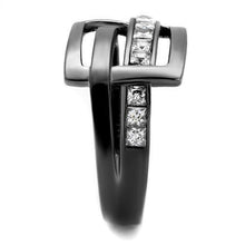 Load image into Gallery viewer, TK2690 - IP Light Black  (IP Gun) Stainless Steel Ring with AAA Grade CZ  in Clear