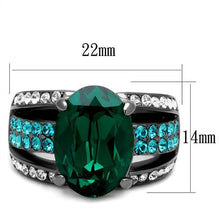 Load image into Gallery viewer, TK2759 - IP Light Black  (IP Gun) Stainless Steel Ring with Top Grade Crystal  in Emerald