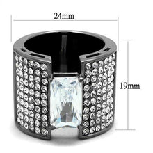 Load image into Gallery viewer, TK2798 - IP Light Black  (IP Gun) Stainless Steel Ring with AAA Grade CZ  in Clear