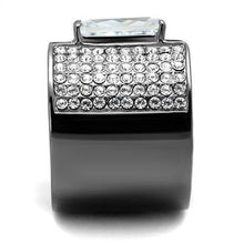 Load image into Gallery viewer, TK2798 - IP Light Black  (IP Gun) Stainless Steel Ring with AAA Grade CZ  in Clear