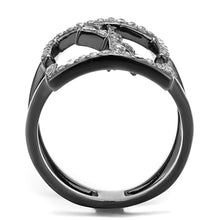 Load image into Gallery viewer, TK2826 - IP Light Black  (IP Gun) Stainless Steel Ring with AAA Grade CZ  in Clear