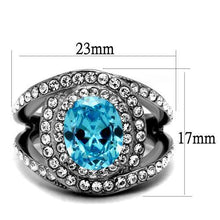Load image into Gallery viewer, TK2900 - High polished (no plating) Stainless Steel Ring with Synthetic Synthetic Glass in Sea Blue