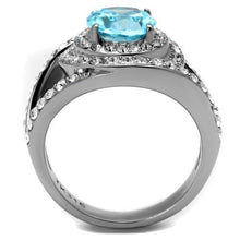 Load image into Gallery viewer, TK2900 - High polished (no plating) Stainless Steel Ring with Synthetic Synthetic Glass in Sea Blue