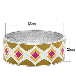 TK291 - High polished (no plating) Stainless Steel Bangle with Epoxy  in Multi Color