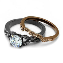 Load image into Gallery viewer, TK2958 - IP Light Black &amp; IP Light coffee Stainless Steel Ring with AAA Grade CZ  in Clear