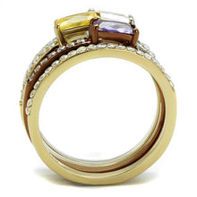 Load image into Gallery viewer, TK2960 - Three Tone (IP Gold & IP Light coffee & High Polished) Stainless Steel Ring with AAA Grade CZ  in Multi Color