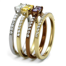 Load image into Gallery viewer, TK2960 - Three Tone (IP Gold & IP Light coffee & High Polished) Stainless Steel Ring with AAA Grade CZ  in Multi Color