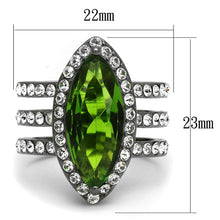 Load image into Gallery viewer, TK2989 - IP Light Black  (IP Gun) Stainless Steel Ring with Synthetic Synthetic Glass in Peridot