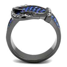 Load image into Gallery viewer, TK2995 - IP Light Black  (IP Gun) Stainless Steel Ring with Top Grade Crystal  in Multi Color