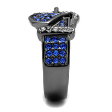 Load image into Gallery viewer, TK2995 - IP Light Black  (IP Gun) Stainless Steel Ring with Top Grade Crystal  in Multi Color