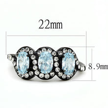 Load image into Gallery viewer, TK3050 - IP Black(Ion Plating) Stainless Steel Ring with AAA Grade CZ  in Sea Blue