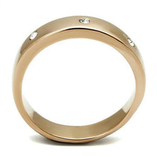 Load image into Gallery viewer, TK3107 - IP Rose Gold(Ion Plating) Stainless Steel Ring with Top Grade Crystal  in Clear