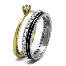 Load image into Gallery viewer, TK3108 - Two-Tone IP Gold (Ion Plating) Stainless Steel Ring with AAA Grade CZ  in Clear