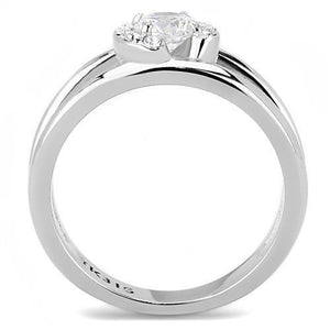TK3245 - High polished (no plating) Stainless Steel Ring with AAA Grade CZ  in Clear