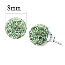 Load image into Gallery viewer, TK3548 - High polished (no plating) Stainless Steel Earrings with Top Grade Crystal  in Peridot