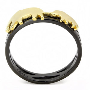 TK3582 - IP Gold+ IP Black (Ion Plating) Stainless Steel Ring with No Stone