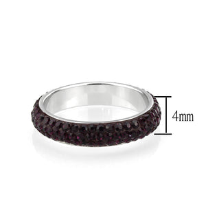 TK3837 - High polished (no plating) Stainless Steel Ring with Top Grade Crystal  in Amethyst(204)