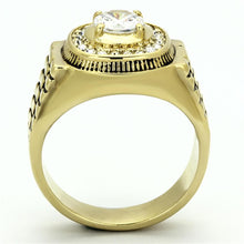 Load image into Gallery viewer, TK948G - IP Gold(Ion Plating) Stainless Steel Ring with AAA Grade CZ  in Clear