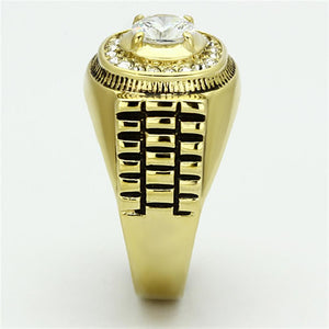 TK948G - IP Gold(Ion Plating) Stainless Steel Ring with AAA Grade CZ  in Clear