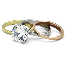 Load image into Gallery viewer, TK963 - Three Tone (IP Gold & IP Rose Gold & High Polished) Stainless Steel Ring with AAA Grade CZ  in Clear