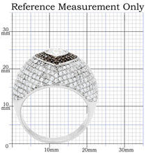Load image into Gallery viewer, TS022 - Rhodium + Ruthenium 925 Sterling Silver Ring with AAA Grade CZ  in Brown
