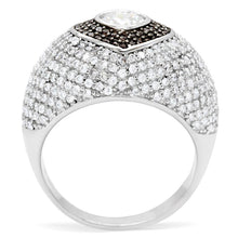 Load image into Gallery viewer, TS022 - Rhodium + Ruthenium 925 Sterling Silver Ring with AAA Grade CZ  in Brown