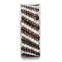 Load image into Gallery viewer, TS023 - Rhodium + Ruthenium 925 Sterling Silver Ring with AAA Grade CZ  in Brown