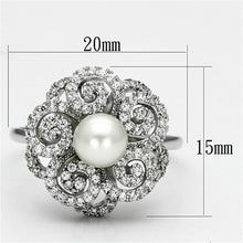 Load image into Gallery viewer, TS070 - Rhodium 925 Sterling Silver Ring with Synthetic Pearl in White