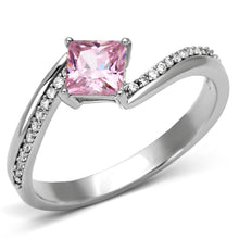 Load image into Gallery viewer, TS100 - Rhodium 925 Sterling Silver Ring with AAA Grade CZ  in Rose