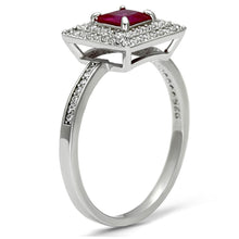 Load image into Gallery viewer, TS102 - Rhodium 925 Sterling Silver Ring with Synthetic Corundum in Ruby