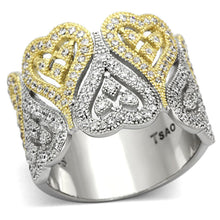 Load image into Gallery viewer, TS126 - Gold+Rhodium 925 Sterling Silver Ring with AAA Grade CZ  in Champagne