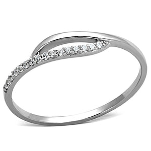 TS145 - Rhodium 925 Sterling Silver Ring with AAA Grade CZ  in Clear