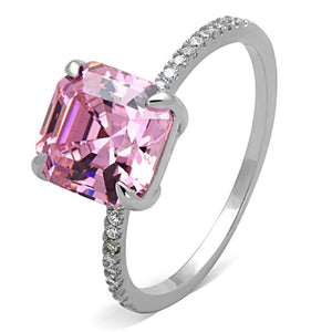 TS179 - Rhodium 925 Sterling Silver Ring with Cubic  in Rose