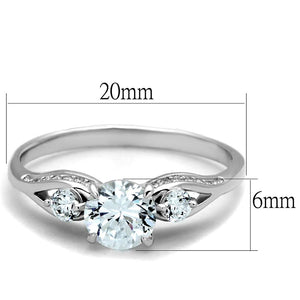TS189 - Rhodium 925 Sterling Silver Ring with AAA Grade CZ  in Clear