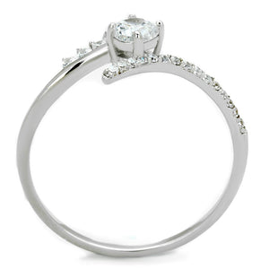 TS199 - Rhodium 925 Sterling Silver Ring with AAA Grade CZ  in Clear