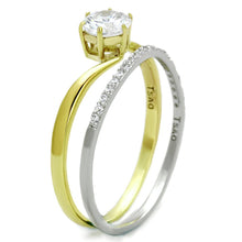 Load image into Gallery viewer, TS209 - Gold+Rhodium 925 Sterling Silver Ring with AAA Grade CZ  in Clear