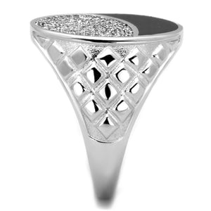 TS216 - Rhodium 925 Sterling Silver Ring with AAA Grade CZ  in Clear