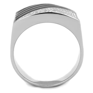 TS227 - Rhodium 925 Sterling Silver Ring with AAA Grade CZ  in Clear