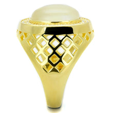 Load image into Gallery viewer, TS244 - Gold 925 Sterling Silver Ring with Synthetic Cat Eye in White