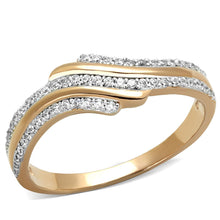 Load image into Gallery viewer, TS277 - Rose Gold + Rhodium 925 Sterling Silver Ring with AAA Grade CZ  in Clear