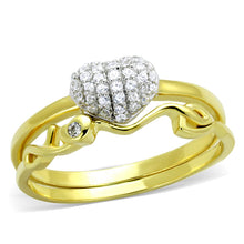 Load image into Gallery viewer, TS311 - Gold+Rhodium 925 Sterling Silver Ring with AAA Grade CZ  in Clear