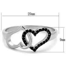 Load image into Gallery viewer, TS316 - Rhodium + Ruthenium 925 Sterling Silver Ring with AAA Grade CZ  in Black Diamond