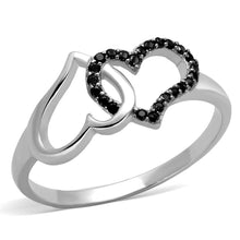 Load image into Gallery viewer, TS316 - Rhodium + Ruthenium 925 Sterling Silver Ring with AAA Grade CZ  in Black Diamond