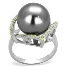 Load image into Gallery viewer, TS318 - Rhodium 925 Sterling Silver Ring with Synthetic Pearl in Gray