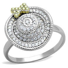 Load image into Gallery viewer, TS319 - Reverse Two-Tone 925 Sterling Silver Ring with AAA Grade CZ  in Topaz