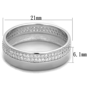 TS375 - Rhodium 925 Sterling Silver Ring with AAA Grade CZ  in Clear