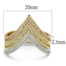 Load image into Gallery viewer, TS416 - Rhodium + Gold + Rose Gold 925 Sterling Silver Ring with AAA Grade CZ  in Clear