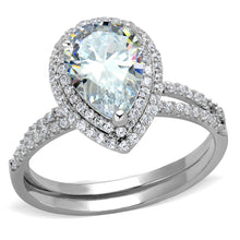 Load image into Gallery viewer, TS466 - Rhodium 925 Sterling Silver Ring with AAA Grade CZ  in Clear