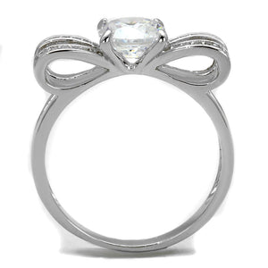 TS470 - Rhodium 925 Sterling Silver Ring with AAA Grade CZ  in Clear