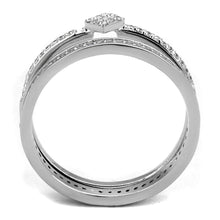 Load image into Gallery viewer, TS498 - Rhodium 925 Sterling Silver Ring with AAA Grade CZ  in Clear